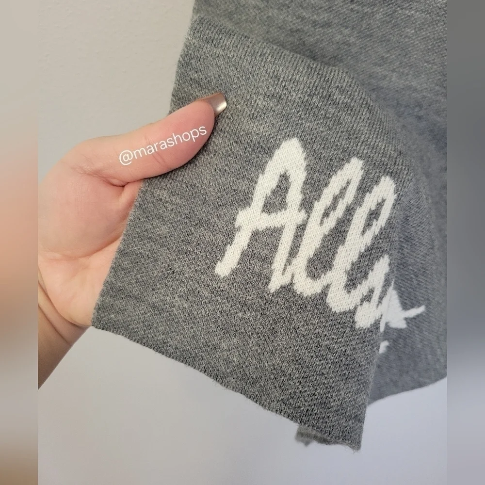 All Saints Gray Logo Jacquard Scarf